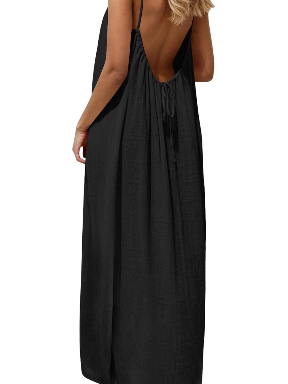 Black Backless Maxi Dress - Sleek Summer Slip Dress